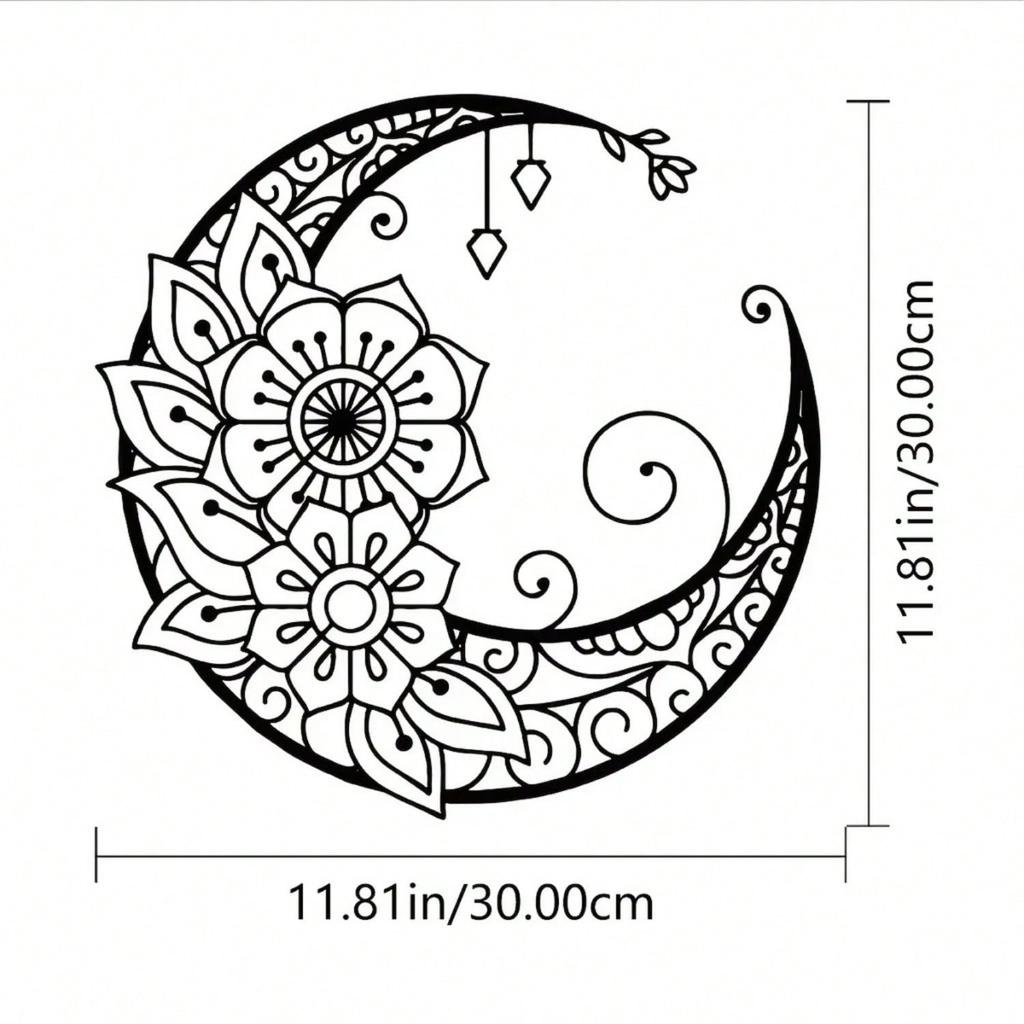 Black Metal Moon Phase Wall Art, Metal Wall Hanging Decor for Living Room, Modern Home Adornment