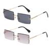 2PCS Women and Men Fashion Sunglasses UV400 Shades Rectangle Sun Glasses Rimless Summer Fashion Eyewear