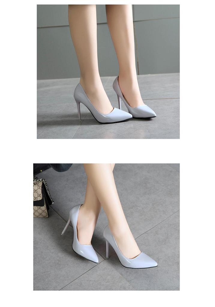 2025 Women's Red Patent Leather High Heels: Spring/Autumn Pointed Toe Low-Cut Stilettos.