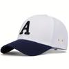 Baseball Stitching Embroidered Ar Side Lettering Alphabet A Neutral Gender Women  Men For Caps Spring And Autumn Outdoor Adjustable Casual Hats