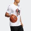 Adidas Rose Abstract Basketball Sports Print Loose Short Sleeve T-Shirt Men Tops White GH6720