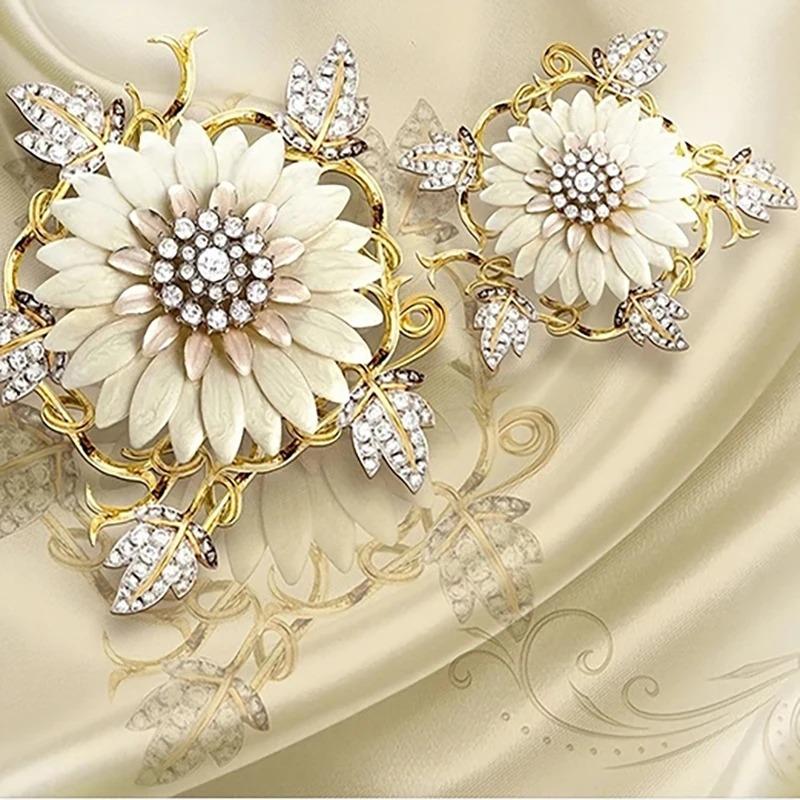 European Photo Wallpaper Court Style Gold Jewelry Flowers Murals Living Room Sofa Background Wall Paper For Walls 3d Fresco