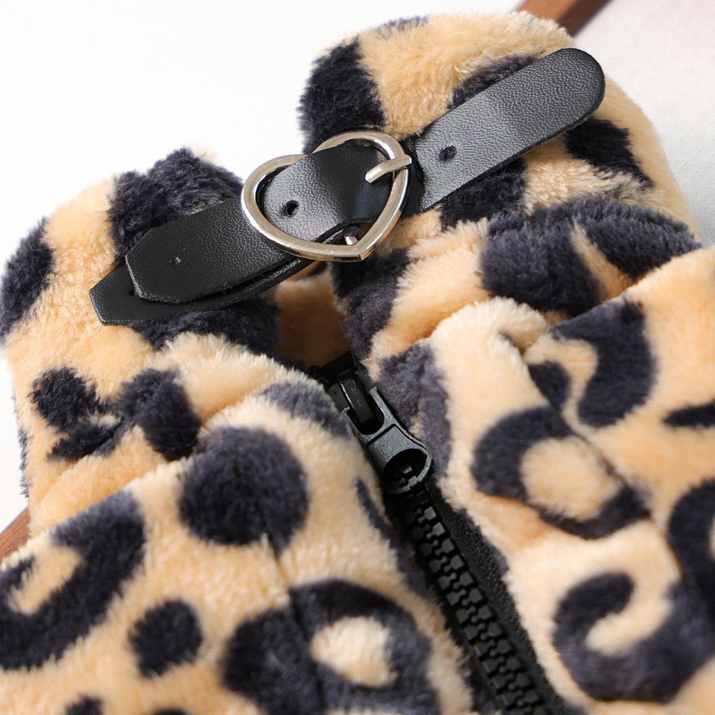 Autumn and winter festival pet cute puppy kitten casual fashion clothing leopard jacket