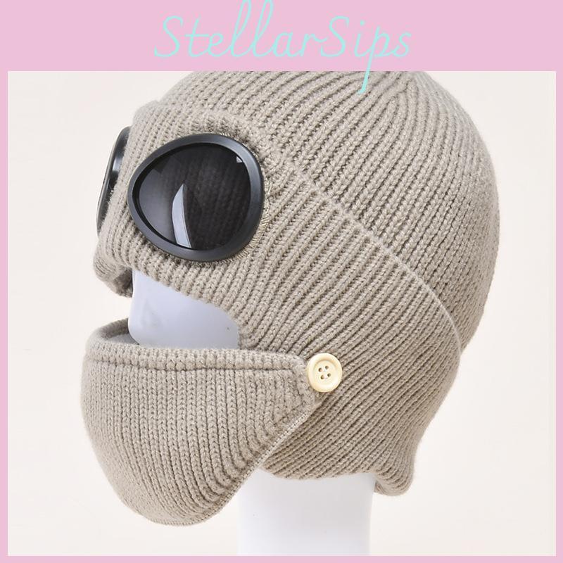 Knitted Earflap Hat For Women With Thick Warmth And Windproof Protection For Winter Outdoor Activities