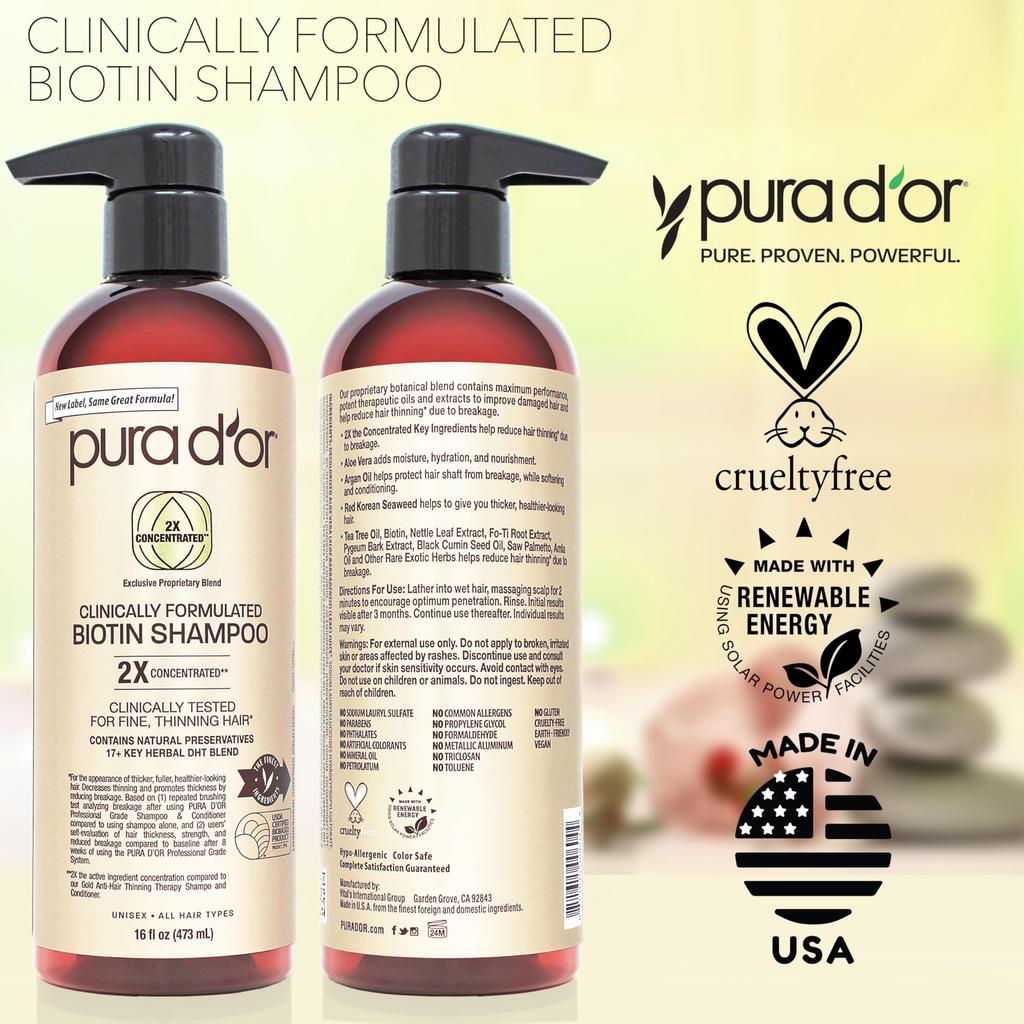 PURA Professional Quality Hair Thinning 2X Concentrated Active Ingredients Boosting Effects Natural Ingredients Clinically Sulfate Men 473 ml fl