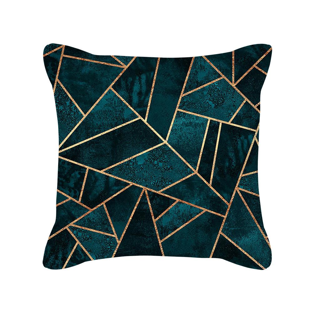 New Green Landscape Geometric Peach Skin Printed Pillow Cover Cushion Cover