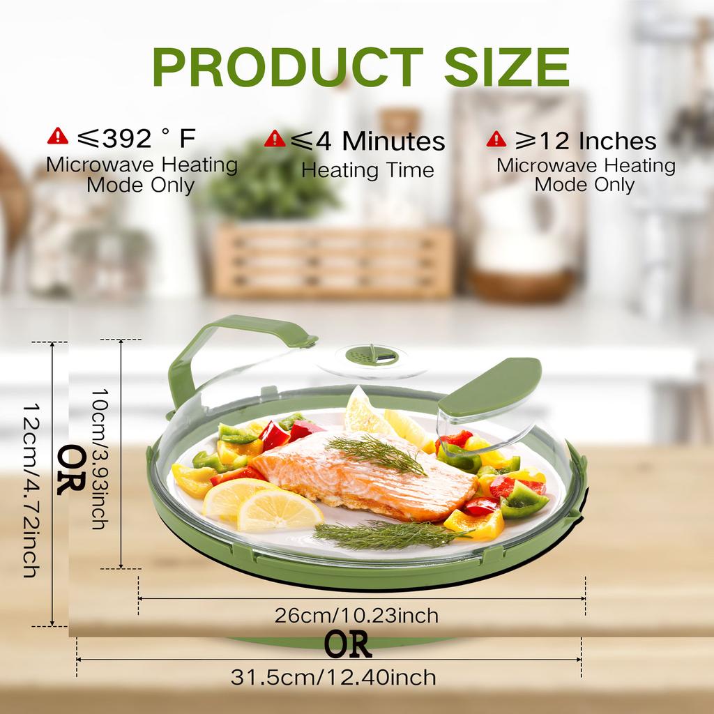 Microwave Cover Splatter-Proof Microwave Guard Cover Clear Microwave Plate Cover with Handle Kitchen Cooking Lid for Vegetables