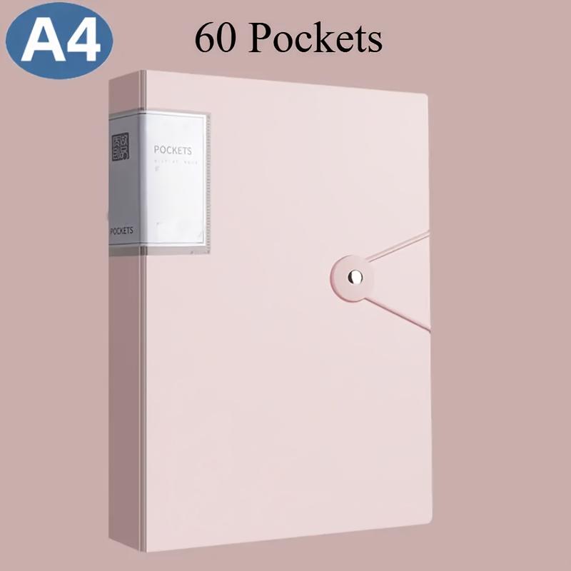 Durable 60-Pocket A4 Folder File Bag, High Transparency & Waterproof, Ideal for Exam Papers & A4 Size Documents,Perfect for Home