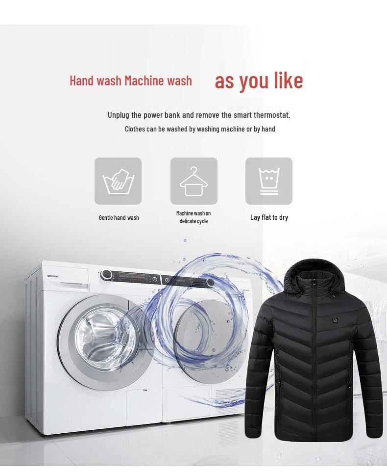 Smart Heated Winter Jacket - Hooded, Cotton, Electric Full-Body Warmth