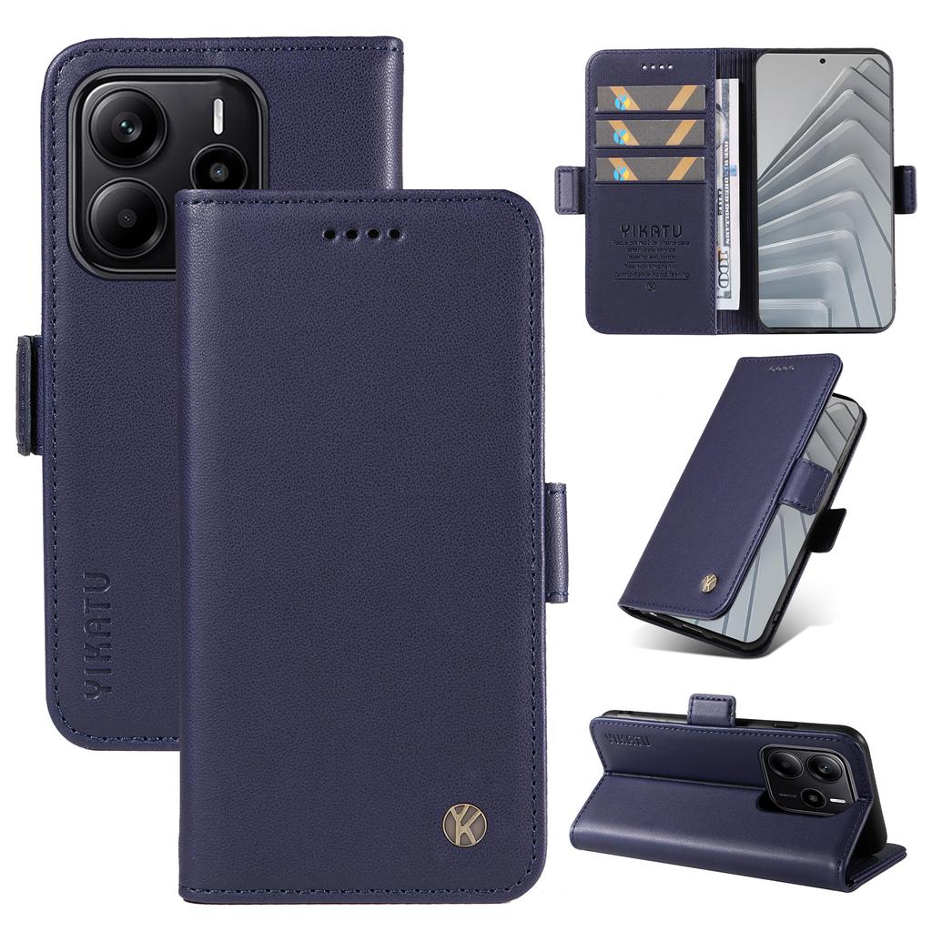 For Xiaomi Redmi Note 14 4G (163.25x76.55x8.16mm) Wallet Phone Case YIKATU YK-003 Leather Stand Cover
