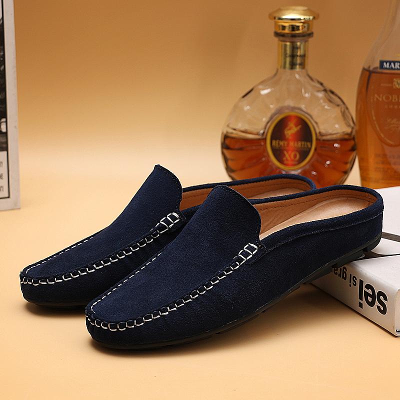 Scarpe Mezza Stagione Estive alla Moda da Uomo Mules Mocassini in Pelle Scamosciata Pantofole Mocassini da Uomo Comfort Antiscivolo Maschili Scarpe Casual da Guida