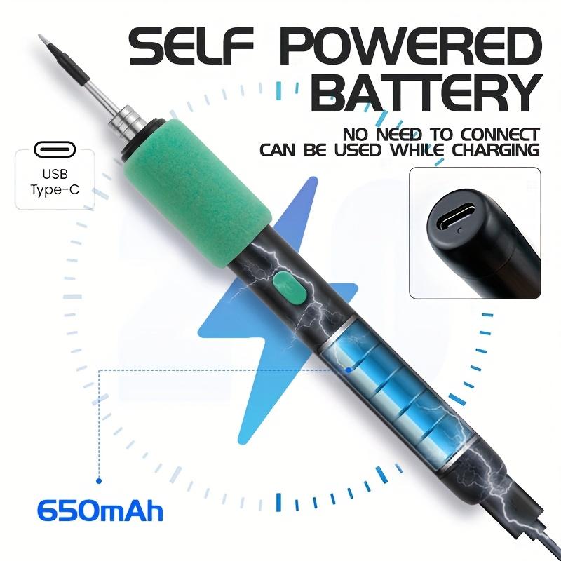 Adjustable USB Rechargeable Soldering Iron Kit with Three Tips for Home Appliance Repair Jewelry Making and DIY Projects