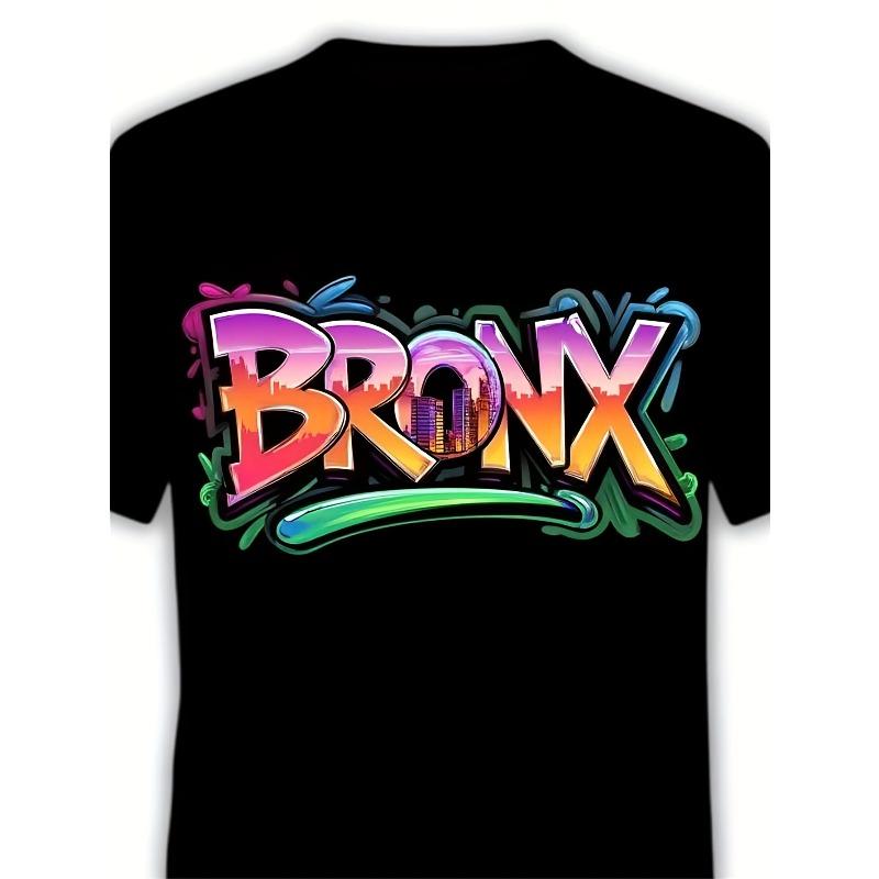 

European sizes Vibrant Bronx Graffiti Design on a Soft Black T-Shirt, Featuring a Regular Fit And Short Sleeves S чёрный