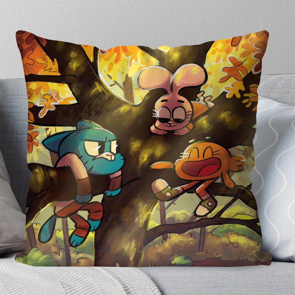 Cartoon The A-Amazing GumbalPillow Case Square Pillow Bedroom Sofa Leisure Comfort Cushion Car Living Room Home Decoration 40X40