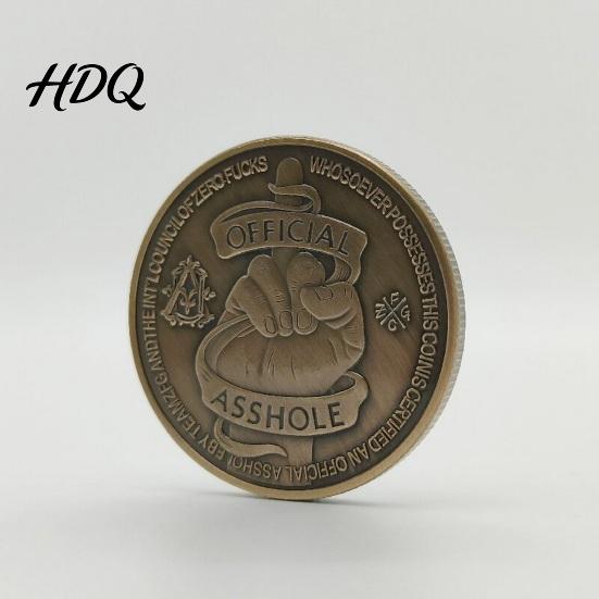 One-finger Salute Collection Coin Middle Finger Commemorative Medal Vintage Round Dickhead Award Official Asshole Metal Festival Keepsake Funny