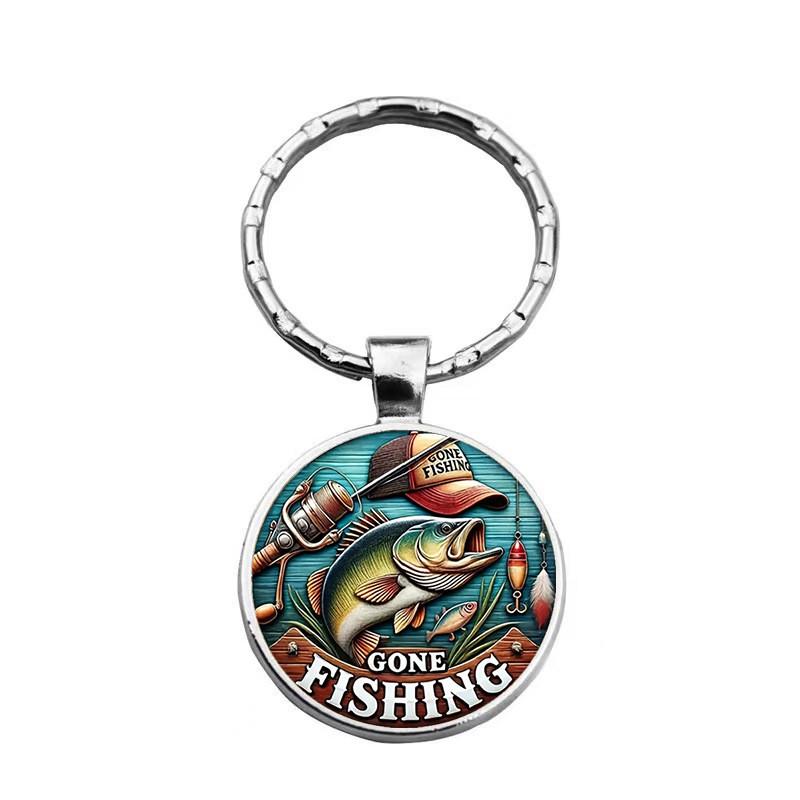 Modern Minimalist Glass Keychain With Fish Pattern Jewelry For Gift Giving