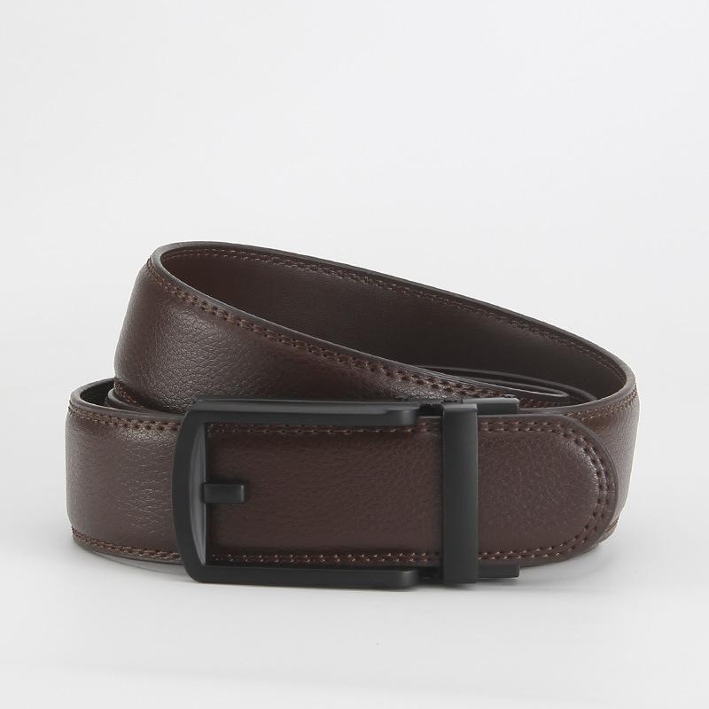 Dolly Road, Reverse Buckle Belt 3.5 Automatic Buckle Two-Layer Cowhide Belt, Men'S Leisure Belt