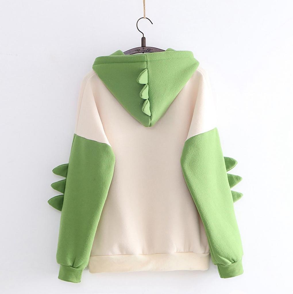 Fashion Women Casual Print Long Sleeve Splice Dinosaur Sweatshirt Tops