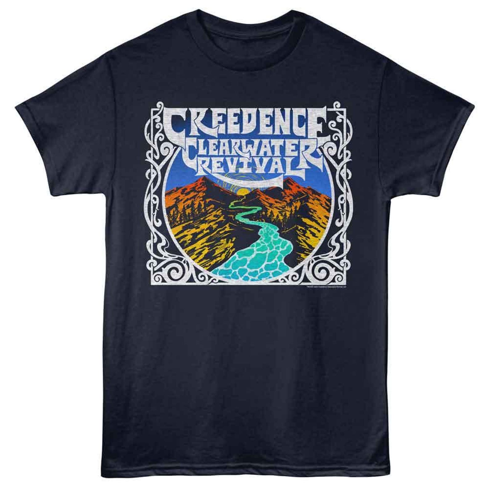 Creedence Clearwater Revival Mountains And River Navy T-Shirt XL
