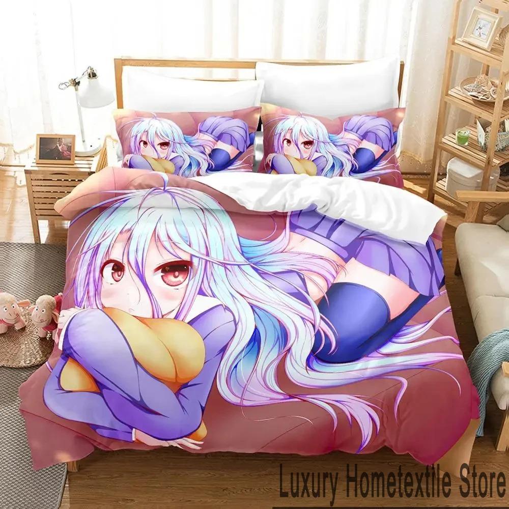 3D No Game No Life Anime Bedding Set Boys Girls Twin Queen King Size Duvet Cover Pillowcase Bed Boys Adult Home Textileextile