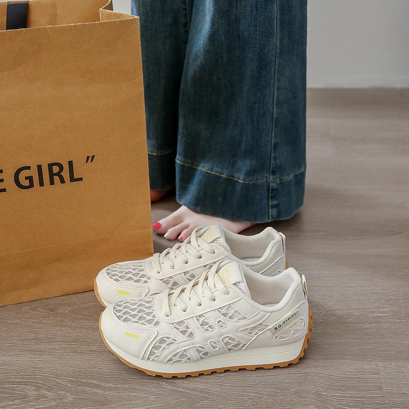

Casual 100 sports shoes women s summer 2025 breathable mesh women s shoes summer new lightweight running with Forrest Gump mesh shoes 40 бежевый
