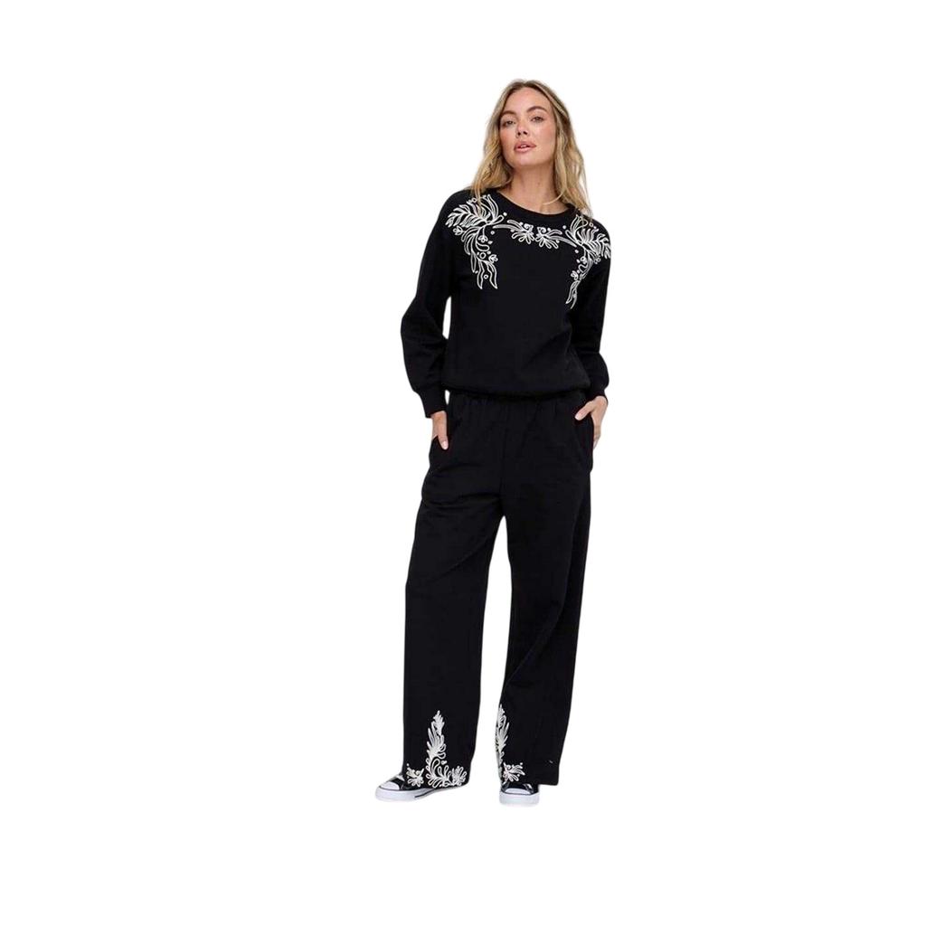 Raffya Womens/Ladies Embroidered Crew Neck Long-Sleeved Sweatshirt