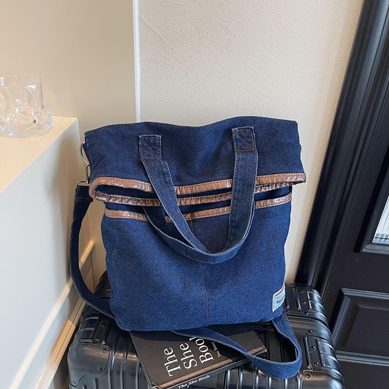 

Today s popular new cloth bags are simple and fashionable hand-carried women s bags, large-capacity travel travel single shoulder oblique span bags. темно-синий