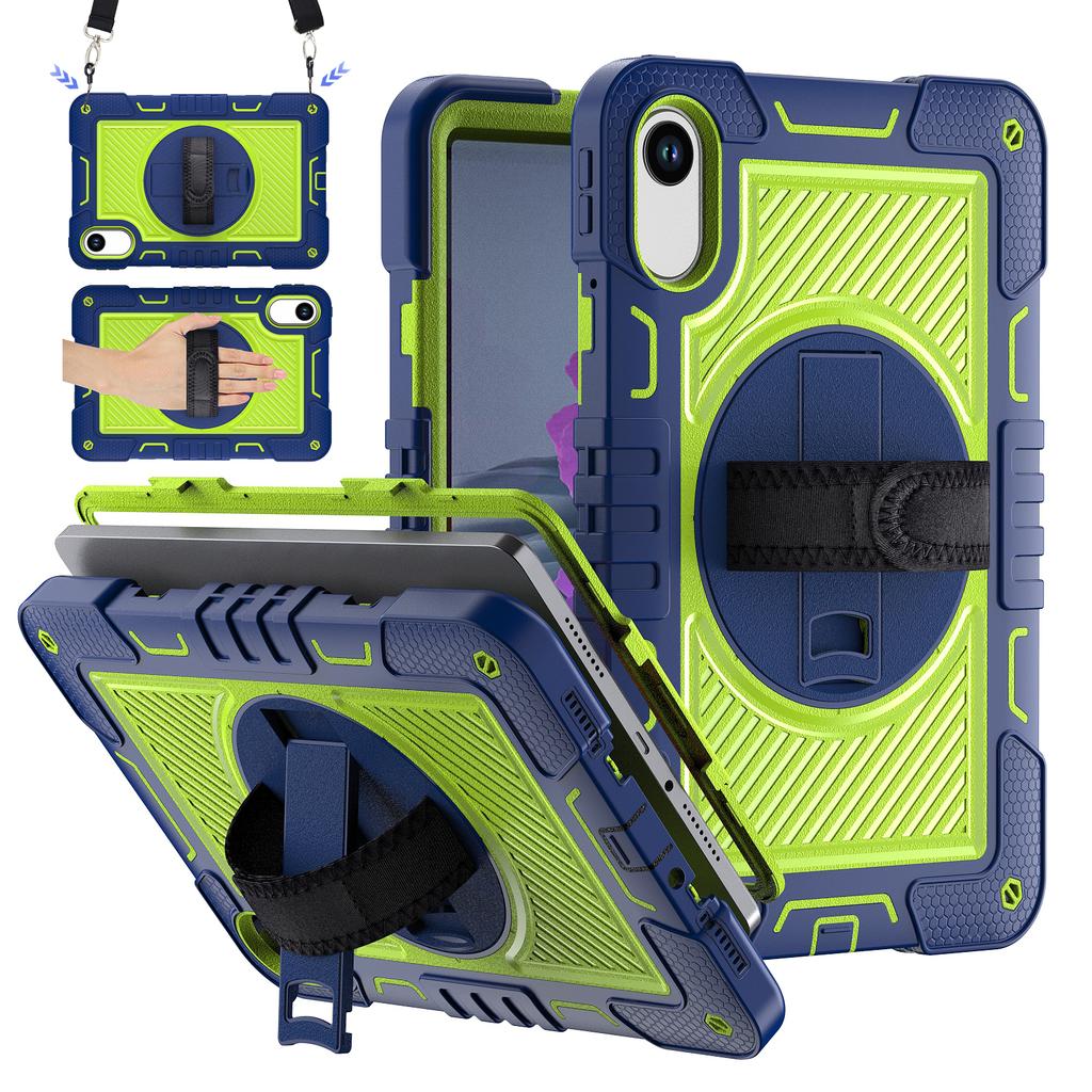 360 Rotating Stand Armor Case for Xiaomi Redmi Pad 2 2025 11 Inch Model 25040RP0AG Hybrid Cover with Shoulder Strap Silicone+PC