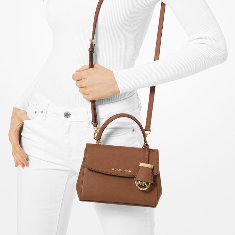 New MICHAEL KORS MK Ava Cow Leather Patchwork Handbag Shoulder Bag Crossbody Bag Mini Women's Cream Brown 32F5GAVC1L-203