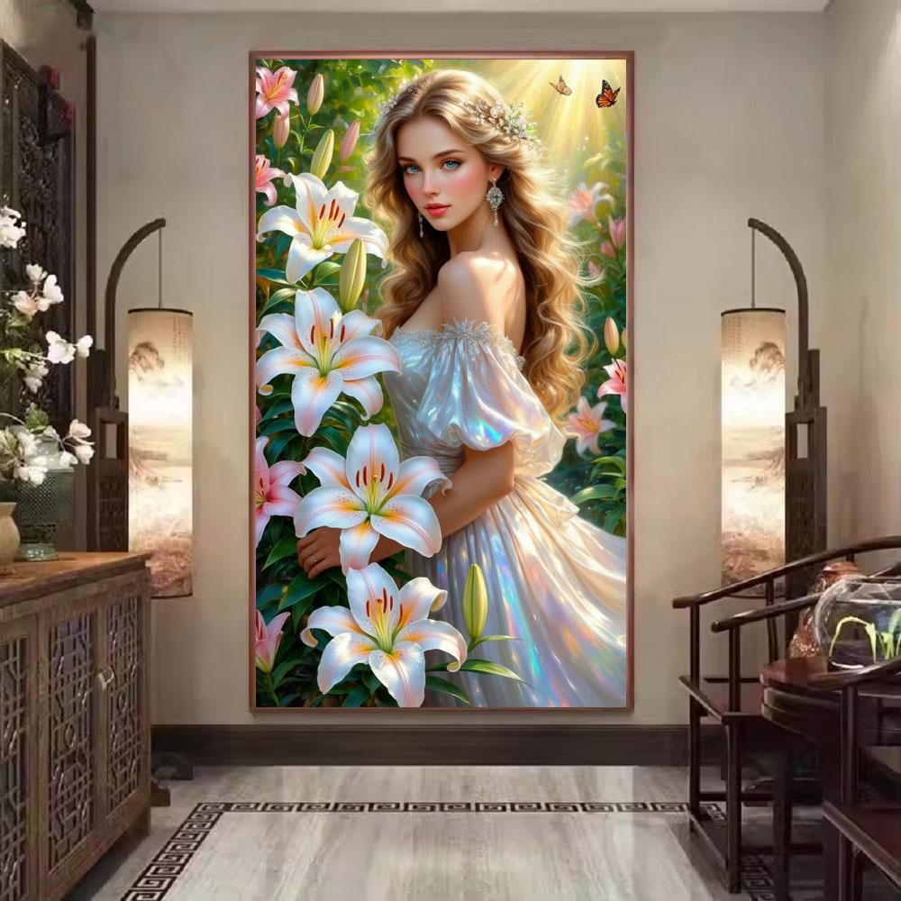 Beautiful Girl and Flowers Picture DIY Diamond Painting Cross Stitch Full Drills Diamond Mosaic New Collection Home Decor