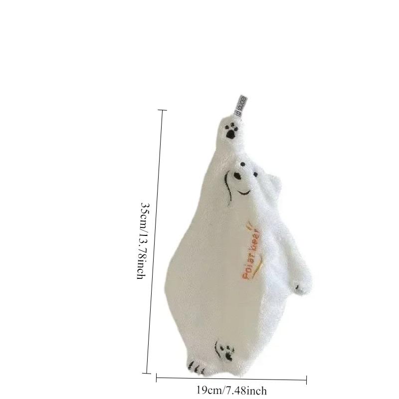 Polar Bear Hanging Hand Towel - Kitchen Absorbent Towel Cartoon Design, Strong Water Absorption, Hanging Hand Towel for Bathroom белый
