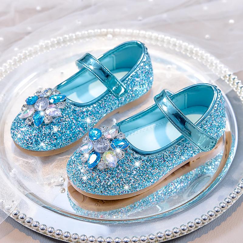 2025 Autumn Girls' Round Toe Rhinestone Princess Dance Shoes with Soft Sole