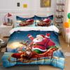 Santa Claus Sleigh with Reindeer Bedding Duvet Cover Set Duvet Cover Pillowcases (1*Duvet Cover 2*Pillowcases, Without Duvet Insert)