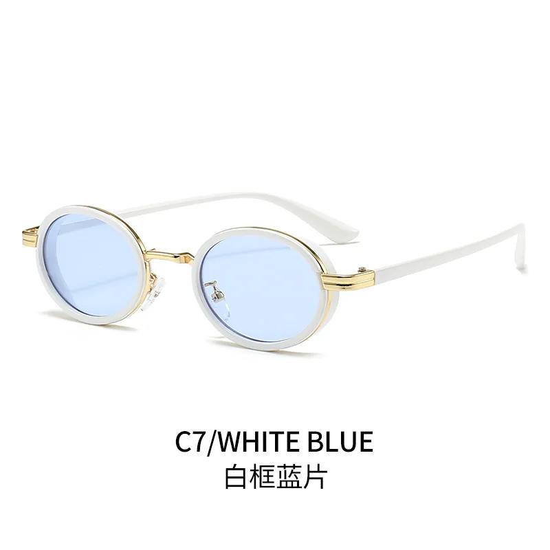 Metal Oval Men Sunglasses Fashion Brand Designer Clear Gradient Lens Eyewear Women Luxury Sun Glasses Shades Uv400