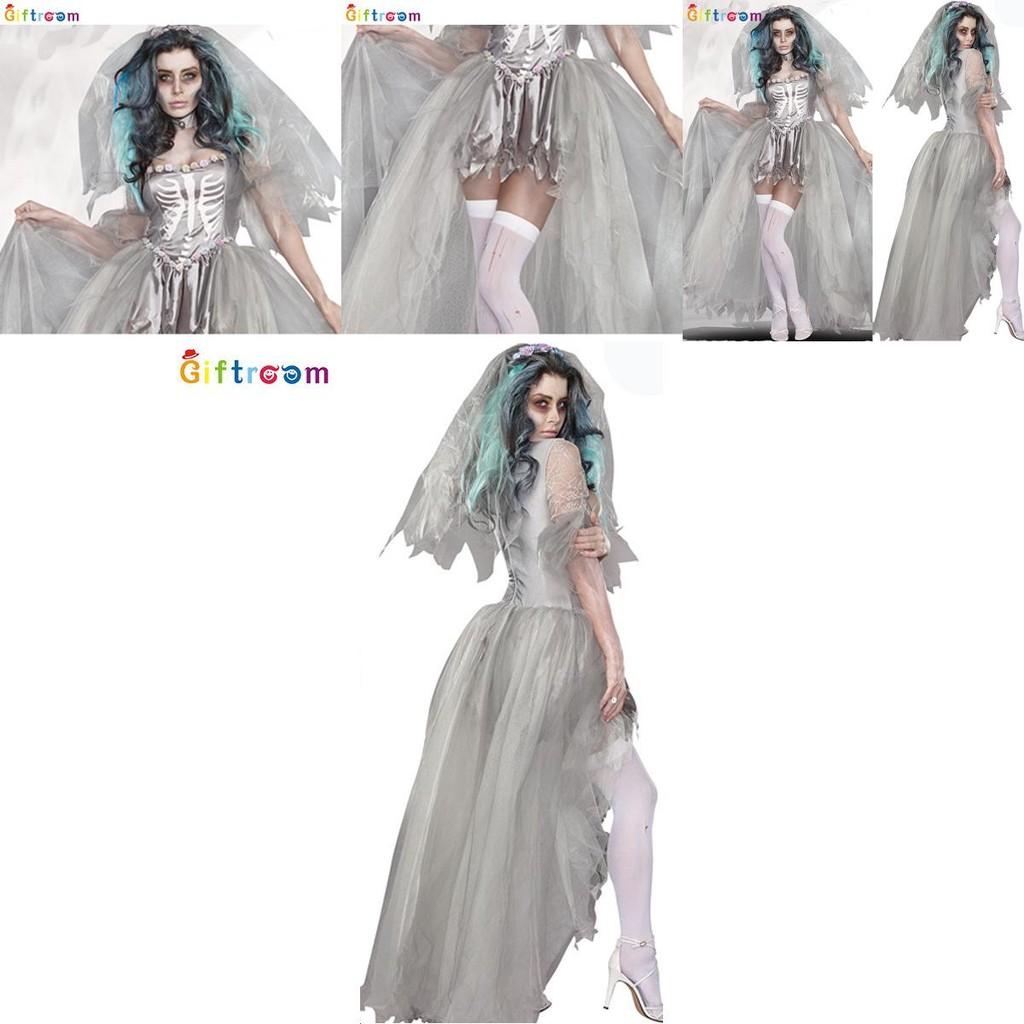 Captivating White Mesh Witch Wedding Dress Set For Creative Attire Halloween