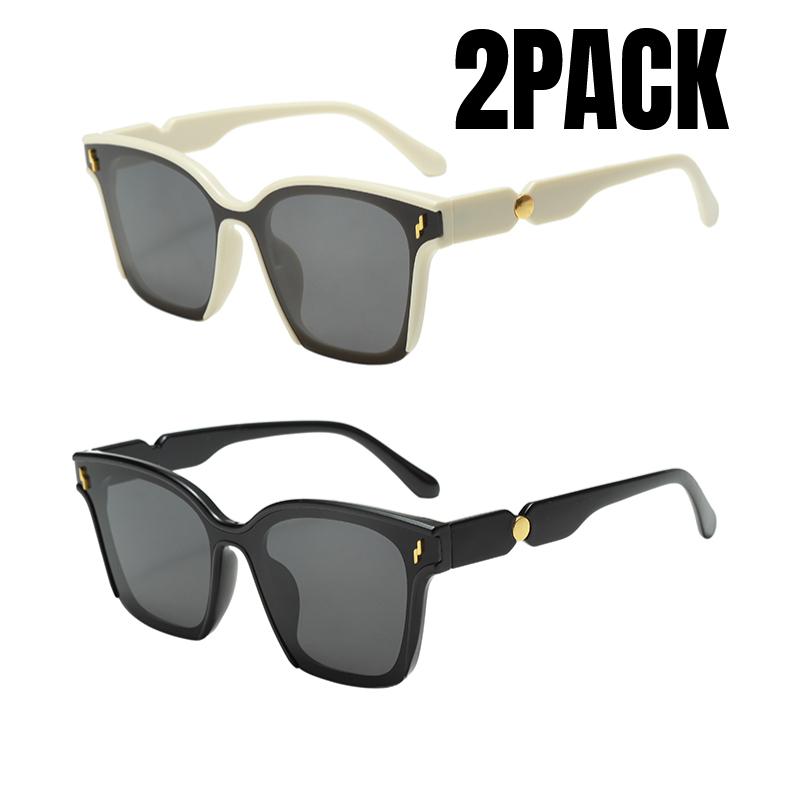 2PACK New Fashion Full-frame Korean Light Luxury One-piece Square Large Frame Sunglasses Holiday Travel Sunscreen Sunglasses