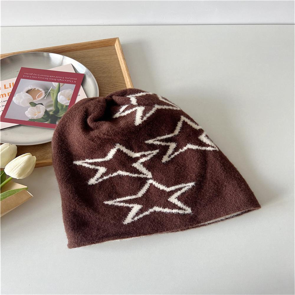 New Fashion Star Printed Winter Warm Pullover Hat For Men Women Knitted Wool Beanies Skullies Korean Hip-hop Beanie Street Punk