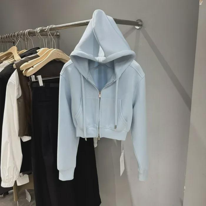 

Shisanhang Женская осенняя куртка-кардиган с капюшоном и двойной молнией в корейском стиле