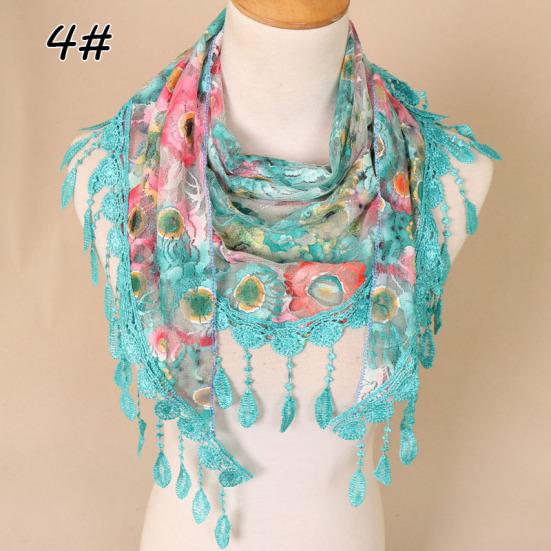 

GZWYHT Silk ScarfScarves for Women Lightweight Women Lace Tassel Floral Multicolor Print D