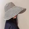 Foldable Summer Striped Bucket Hat New Women's Sun Protection Big Brim Sun Hat Versatile Fashion Sun Hat