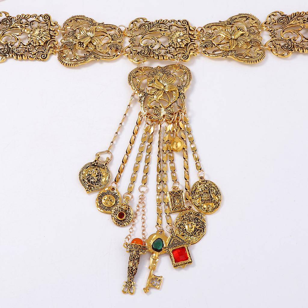 Bohemian Personality Retro Trend Alloy Antique Silver Old Lanyard Geometric Fringe Women's Necklace