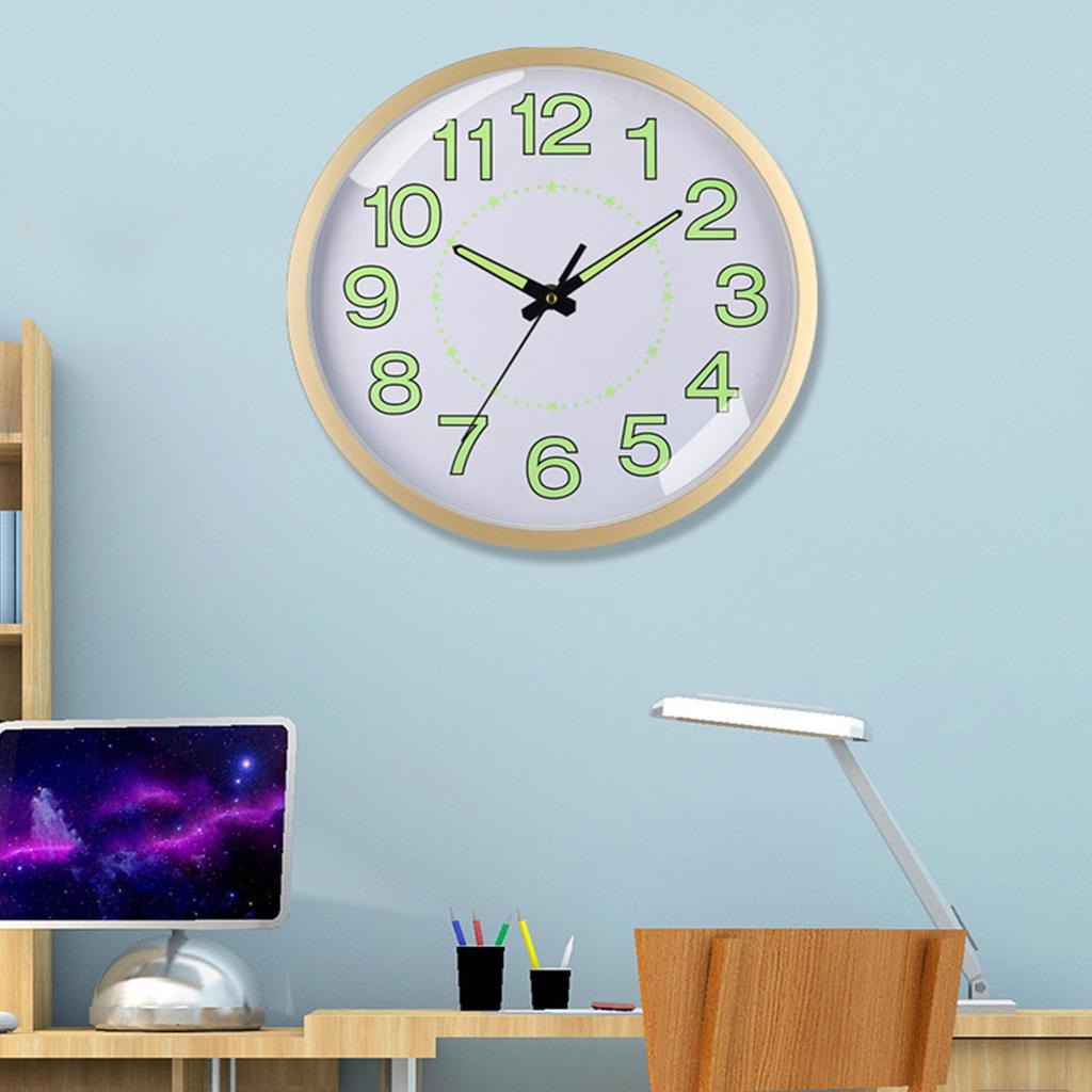 Silent Quartz Clock Plastic Wall Mounted Luminous Quiet for Living Room Bedroom 12in 30cm Rose Gold