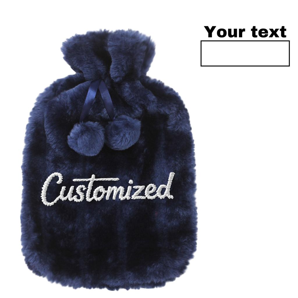 Personalized Custom Embroidered Text BS Rubber Hot Water Bottle Plush Cloth Cover Imitation Cloth Cover Hand Warmer Hot Water Bottle