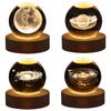 LED Crystal Ball Lamp Milky Way System Crystal Ball Glowing Solar System Crystal Ball with Wooden Base Glass Planet Nightlight