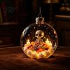 Spooky Pumpkin Ball Decor Halloween Clear Hanging Decoration, Glowing Sphere Ornament with Skeleton, Transparent Pumpkin, Spider Web, Black Cat Decor,