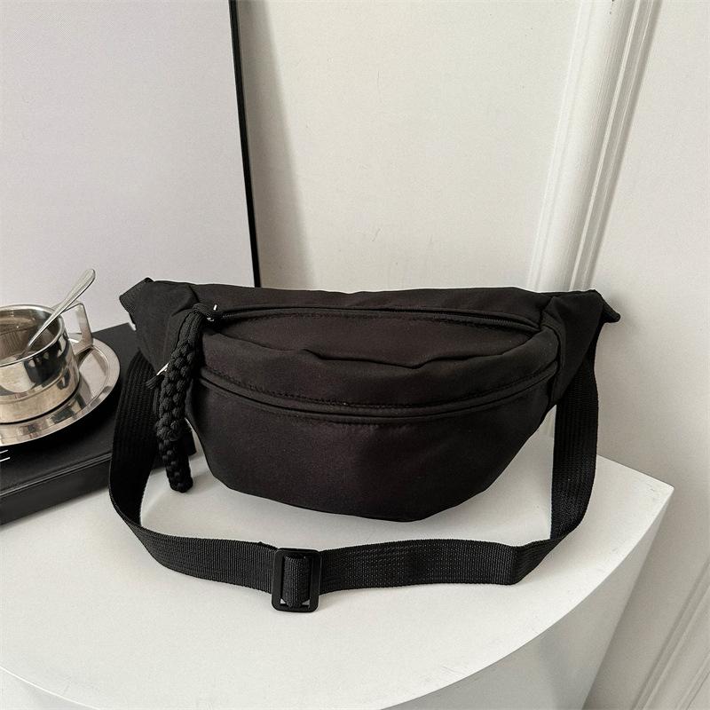 Waist Bag Women New Canvas Leisure Portable Zipper Korean Style Canvas Chest Bag Shoulder Bag Waist Bag Premium