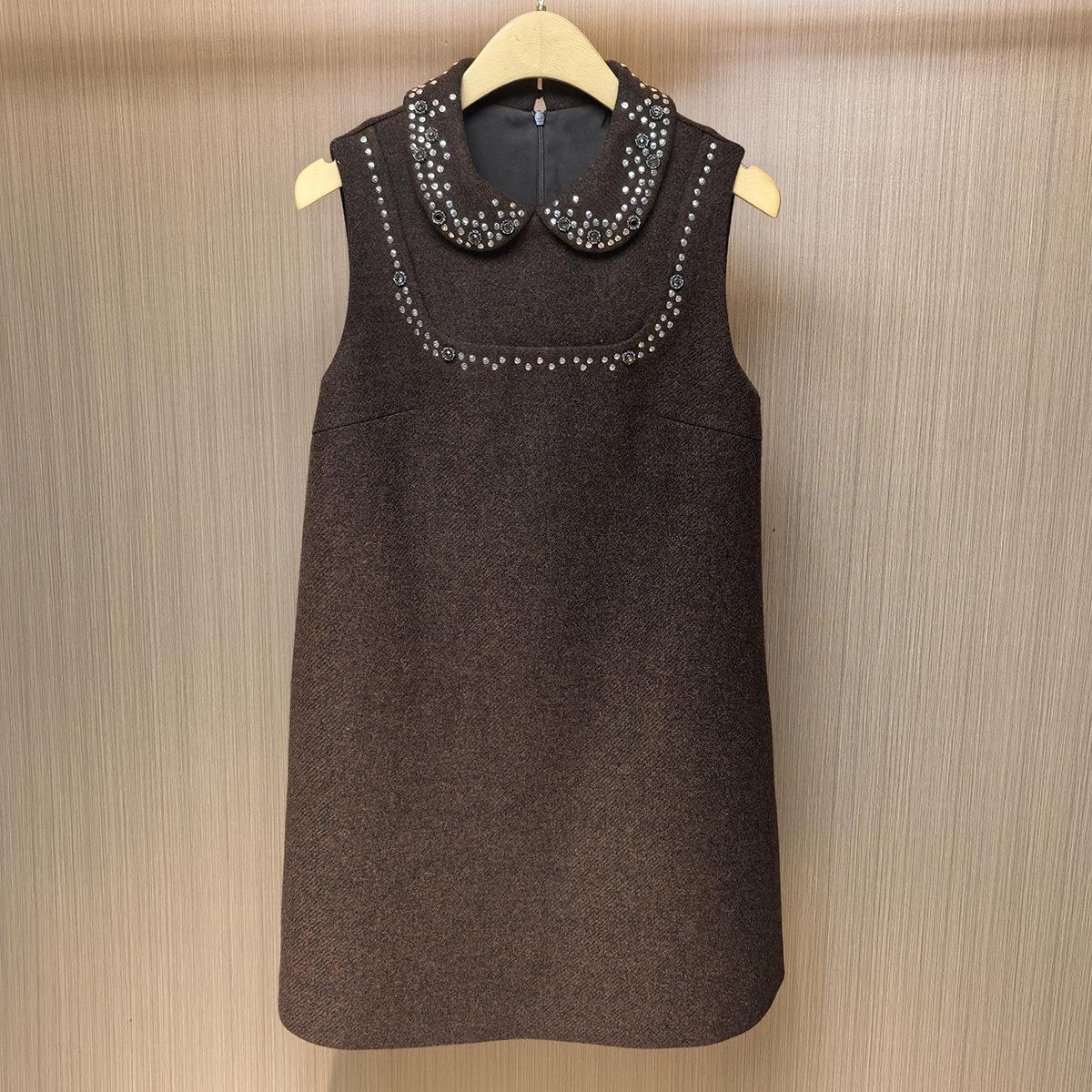 2025 Winter New Rhinestone Beaded Slim Sleeveless Evening Gown Small (S)