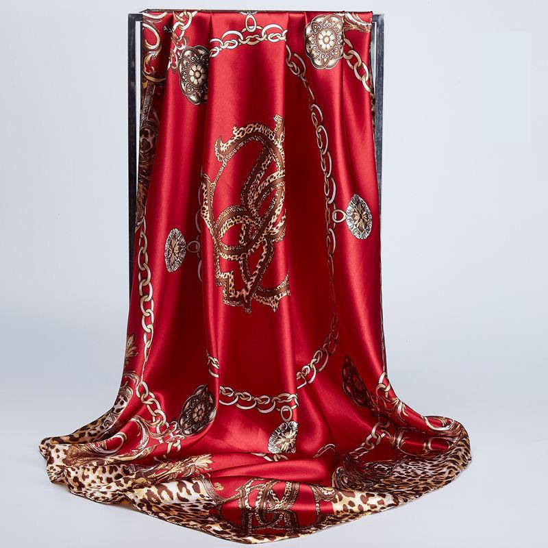 Square Silk Scarves Women 90*90Cm Satin Hijab Scarf Muslim Female Chiffon Shawls And Wrap Hair Head Scarves Pareo Bandanna