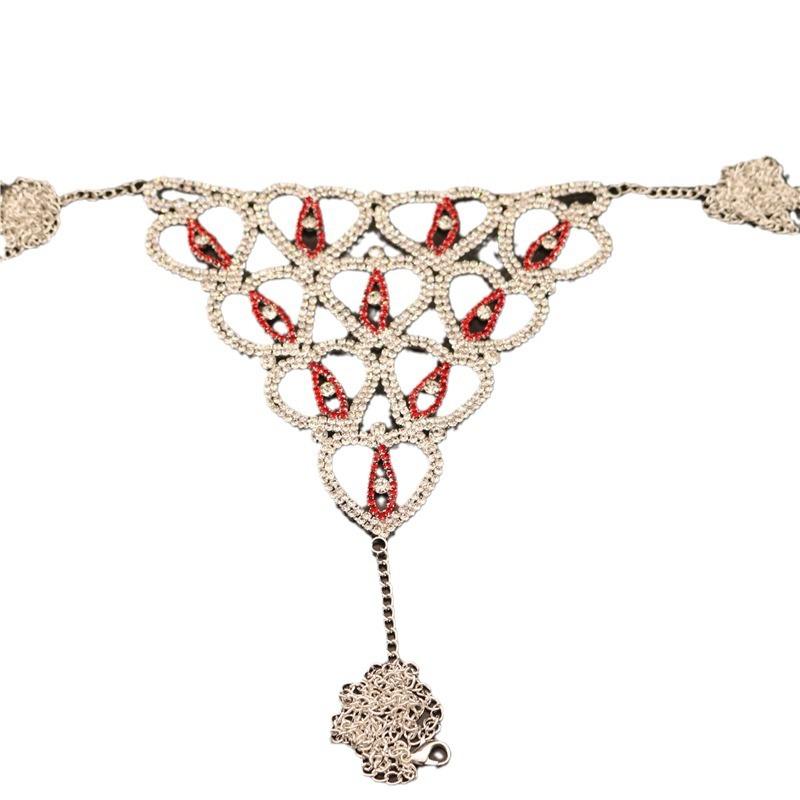Cross-Border Hot Selling Exquisite Rhinestone Body Chains Shiny Sexy Heart-Shaped Bikini Bra T-Back Suit
