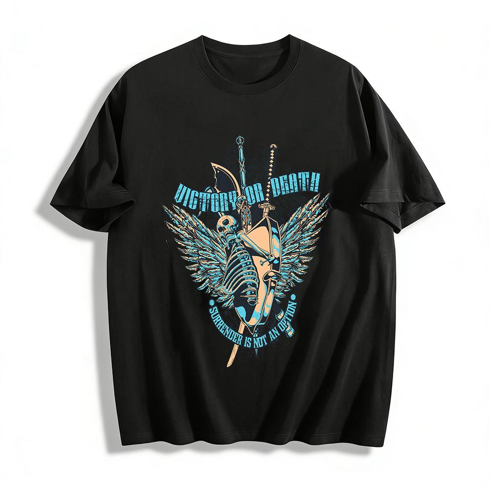 

Victory Or Death Surrender Not Option Skull Wing Graphic T-Shirt Pure cotton T-shirt XXS